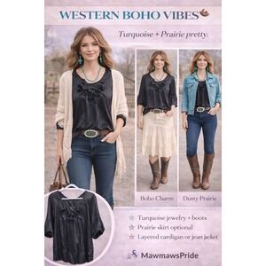 Love Notes Black Satin Rosette Floral Blouse Pleated 3/4 Bell Sleeve Top XL